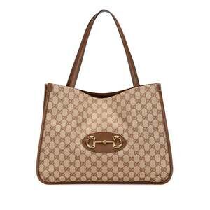 GUCCI Authentic Brown Leather Horsebit Tote Bag